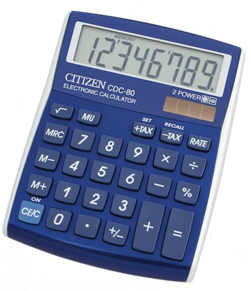 Citizen kalkulator CDC80BLWB, 8M, komercialni, moder