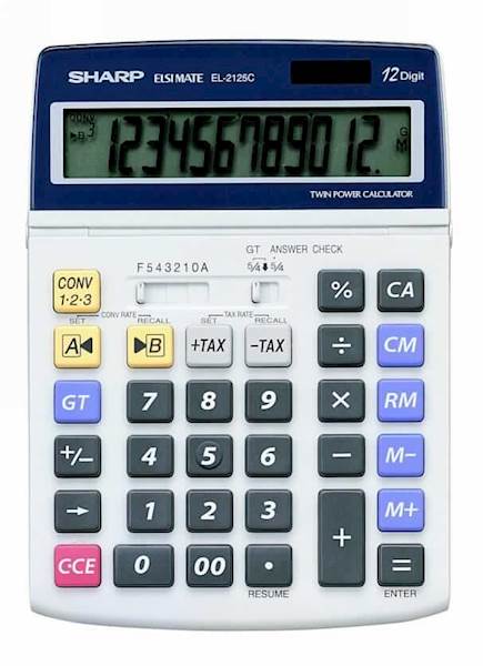 SHARP kalkulator EL2125C, 12M, namizni