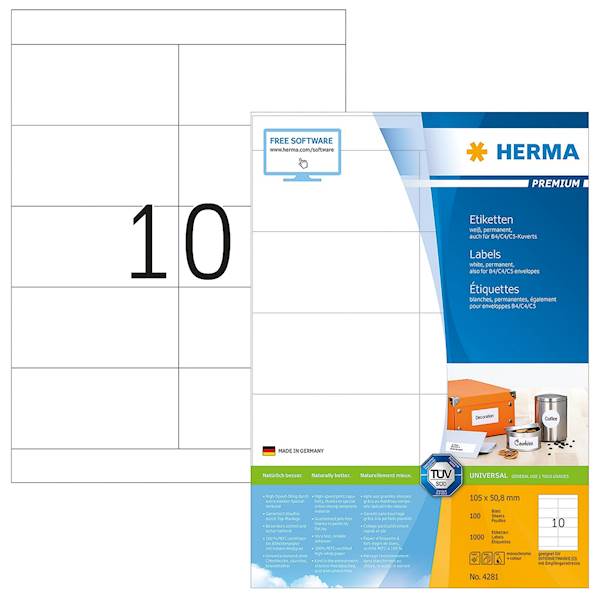 Herma etikete Superprint Premium, 105x50.8 mm, 100/1