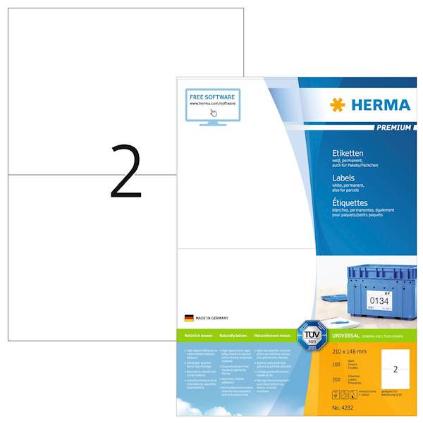 Herma etikete Superprint Premium, 210x148 mm, 100/1