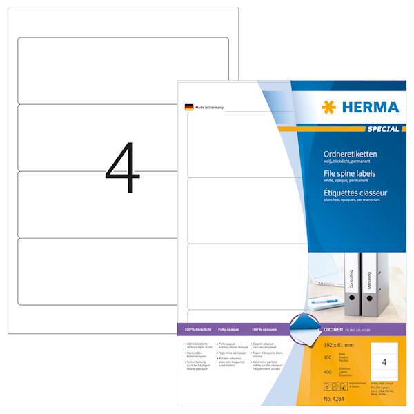 Herma etikete Superprint Premium, 192x61 mm, 100/1