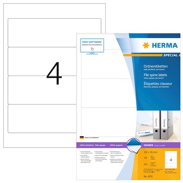 Herma etikete Superprint Special, za mape in registratorje , 192x59 mm, 100/1