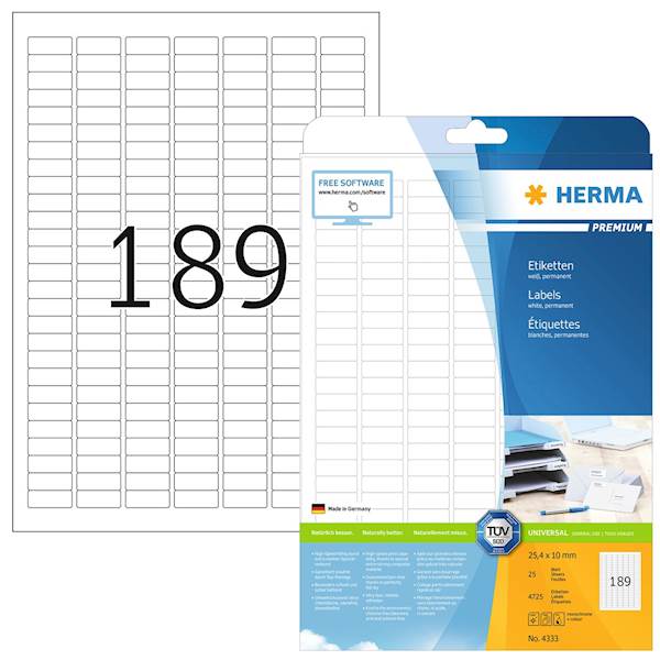 Herma etikete Superprint Premium, 25.4x10 mm, 25/1