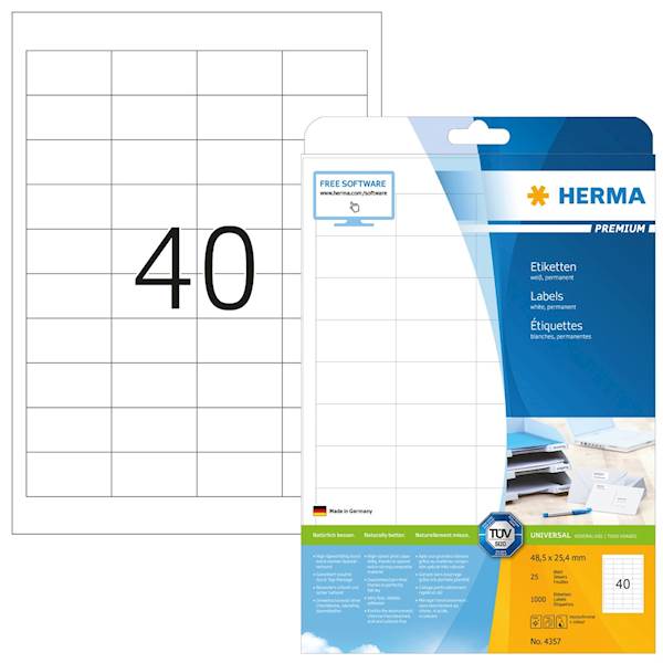 Herma etikete Superprint Premium, 48.5x25.4 mm, 25/1