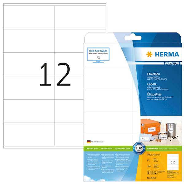 Herma etikete Superprint Premium, 105x48 mm, 25/1