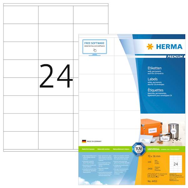 Herma etikete Superprint Premium, 70x36 mm, 100/1