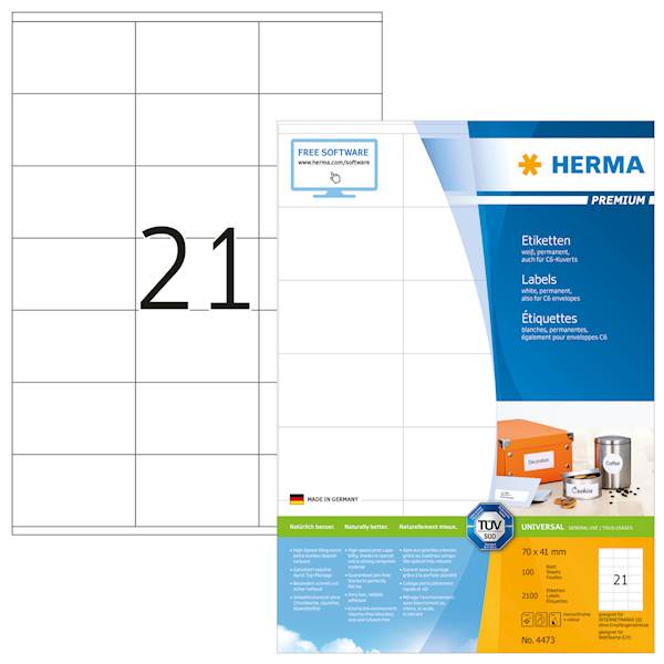 Herma etikete Superprint Premium, 70x41 mm, 100/1