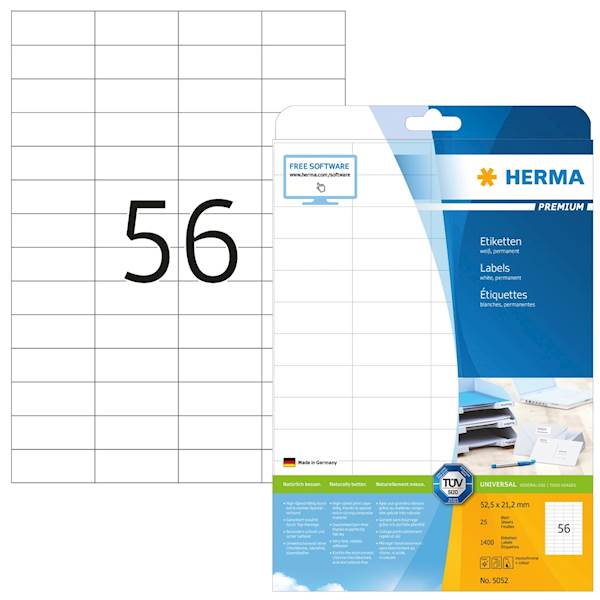 Herma etikete Superprint Premium, 52.5x21.2 mm, 25/1