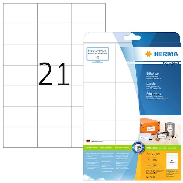 Herma etikete Superprint Premium, 70x42.3 mm, 25/1