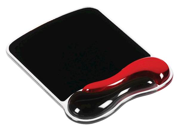 Kensington podloga za miško z naslonom DUO gel, črno rdeča