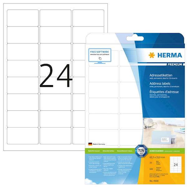 Herma etikete Superprint Premium, 63.5x33.9 mm, 25/1