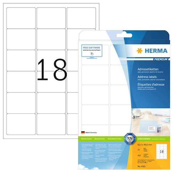 Herma etikete Superprint Premium, 63,5x46,6 mm, 25/1