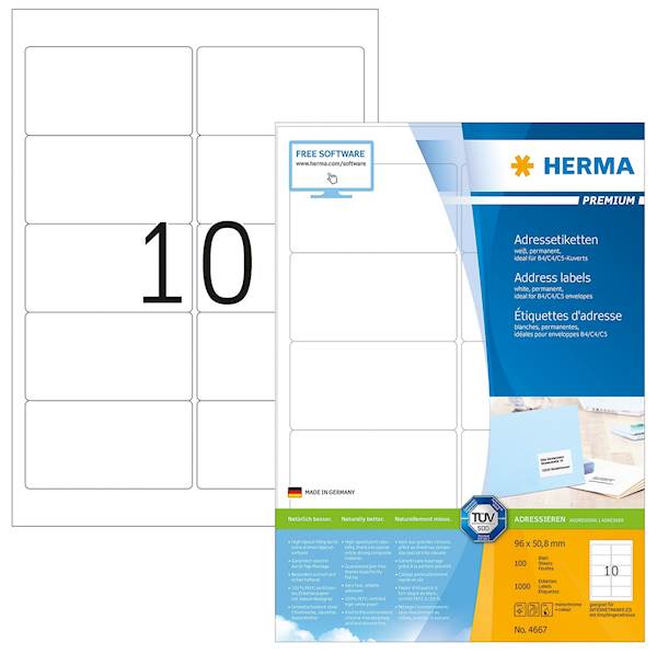 Herma etikete Superprint Premium, 96x50.8 mm, 100/1