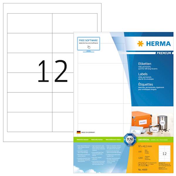 Herma etikete Superprint Premium, 97x42.3 mm, 100/1
