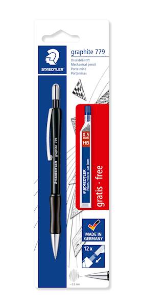 Staedtler tehnični svinčnik Grafite 0,5 mm in gratis mine 0,5 HB 1+1, na blistru