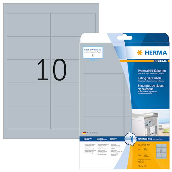 Herma etikete Superprint Special, 96x50.8 mm, 25/1, srebrne