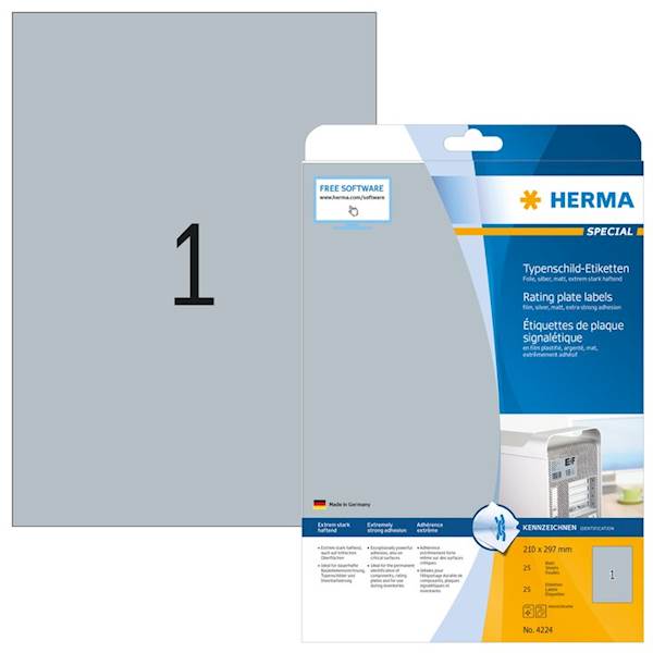 Herma etikete Superprint Special, 210x297 mm, 25/1, srebrne
