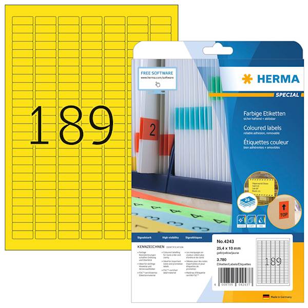 Herma etikete Superprint Special, 25,4x10 mm, 20/1, rumene