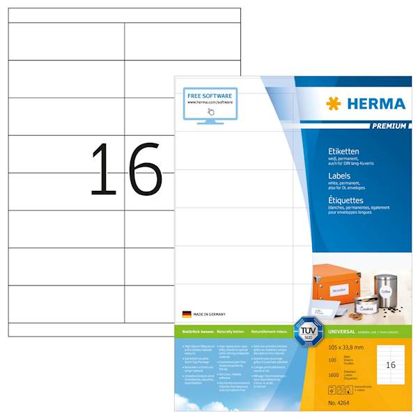 Herma etikete Superprint Premium, 105x33.8 mm, 100/1