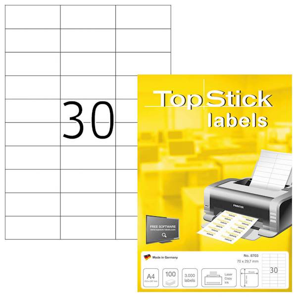 Herma etikete TopStick, 70x29.7 mm, 100/1