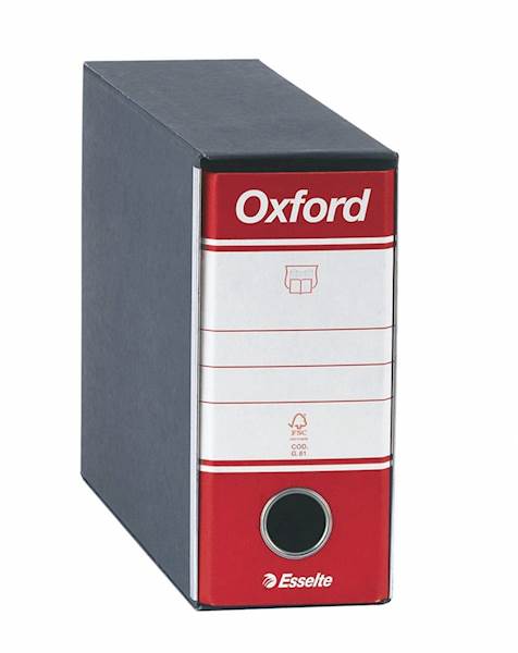 Esselte registrator v škatli Oxford, A5, 80 mm, rdeč