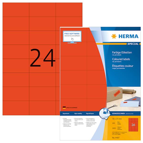 Herma etikete Superprint Special, 70x37 mm, 100/1, rdeče