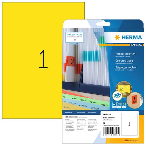Herma etikete Superprint Special, 210x297 mm, 20/1, rumene