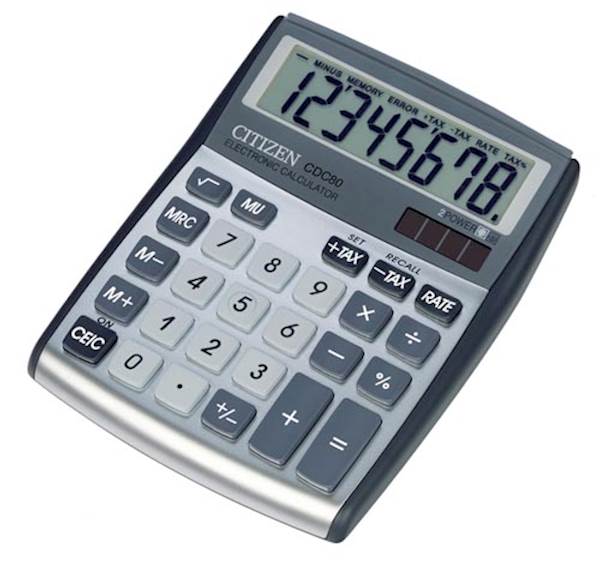 Citizen kalkulator CDC80WB, 8M, komercialni, srebrn