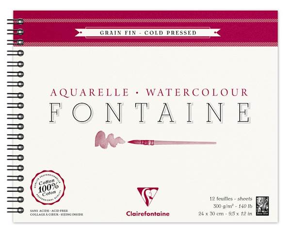Clairefontaine špiralni risalni blok akvarel, A4+, 12 listni, 300g