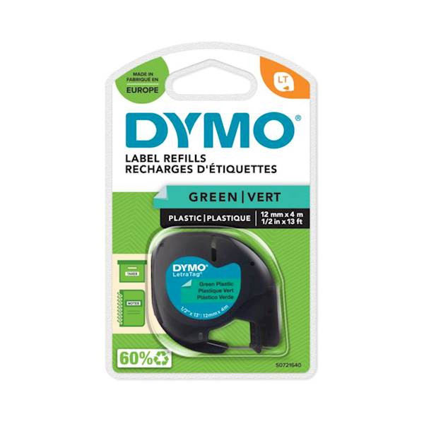 DYMO LT trak 12 mm, črna na zeleni, 91204