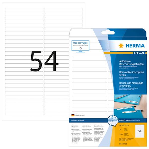 Herma etikete Superprint Removables, 96 X 10 mm, 25/1