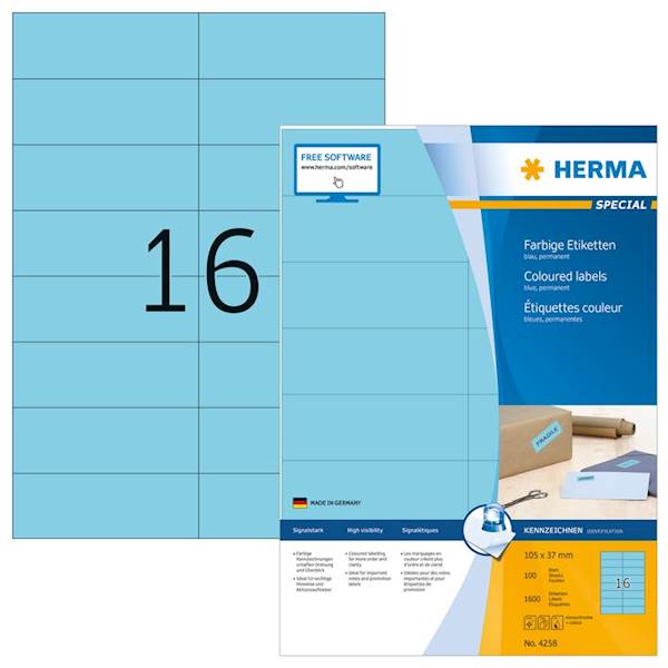 Herma etikete Superprint Special, 105x37 mm, 100/1, modre
