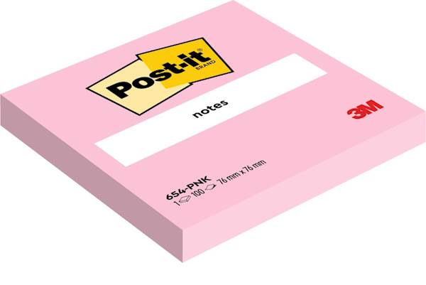 3M samolepilni lističi Post-it, 654-NP, 76 x 76 mm, 100/1, neon roza