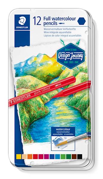 Staedtler barvice akvarel Pure Design Journey, 12/1 v kovinski škatli