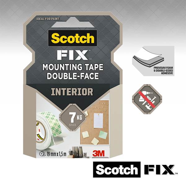 3M Scotch Fix, montažni lepilni trak, 4496G, 19mm x 1,5 m