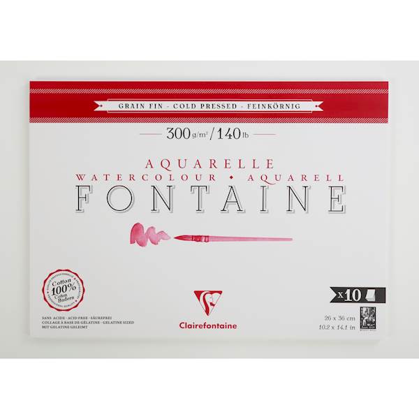 Clairefontaine blok Fontaine, Cold pressed, 26 x 36 cm, 10 listni, 300 g