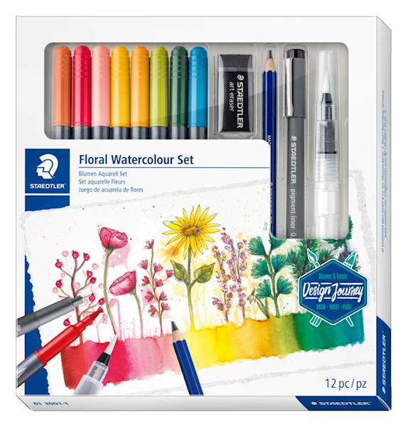 Staedtler set Floral Watercolour Design Journey, 12/1 v kartonasti škatli