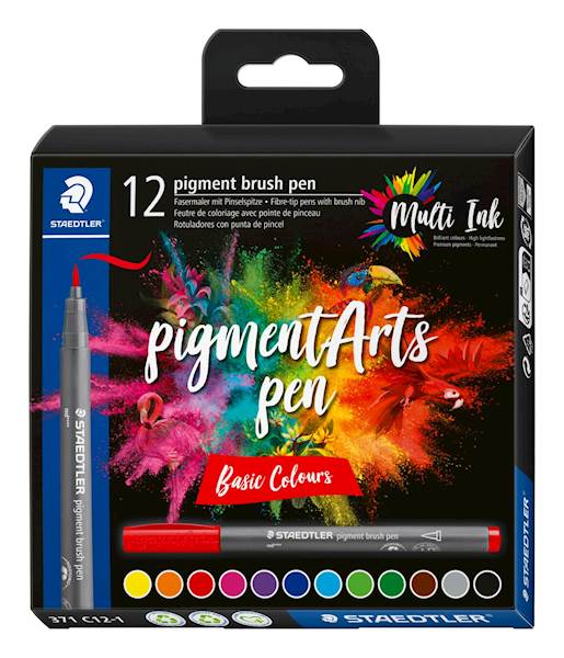 SET makerjev Pigment arts 371 BRUSH, osnovne barve, 12/1