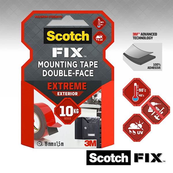 3M Scotch Fix, montažni lepilni trak Extreme, PT110, 19mm x 1,5m